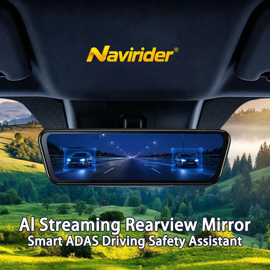 Smart AI Streaming Rearview Mirror Full ADAS Rear End Warning Blind Spot Monitoring Driving Alert Non Motor Vehicle Detection