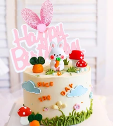 LaVenty Luxury Woodland Birthday Cake Decorations Rabbit Birthday Cake Decorations Forest Animals Party Supplies