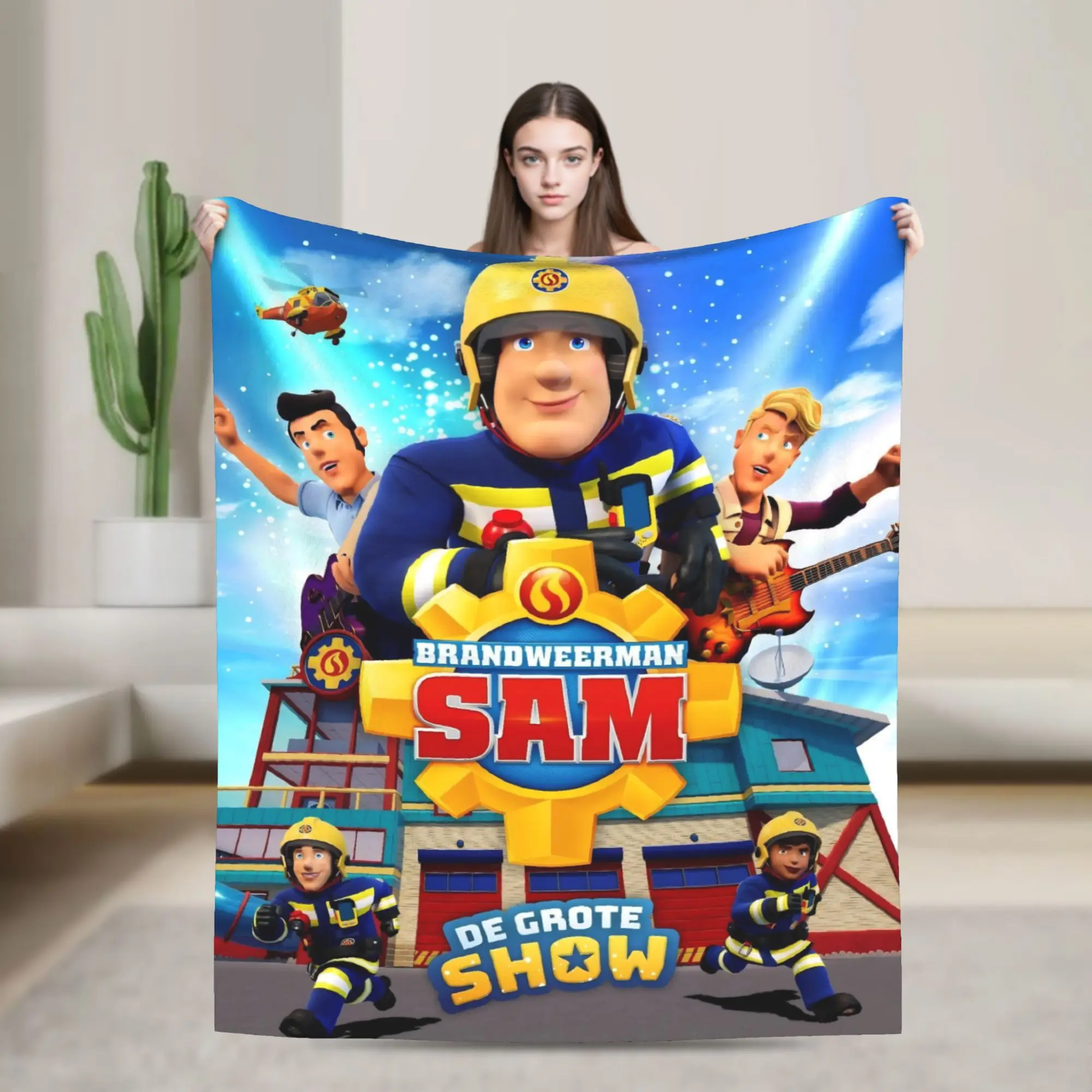 Fireman Sam Flannel Throw Blankets British Children Television Blanket for Home Bedroom Warm Bedroom Quilt