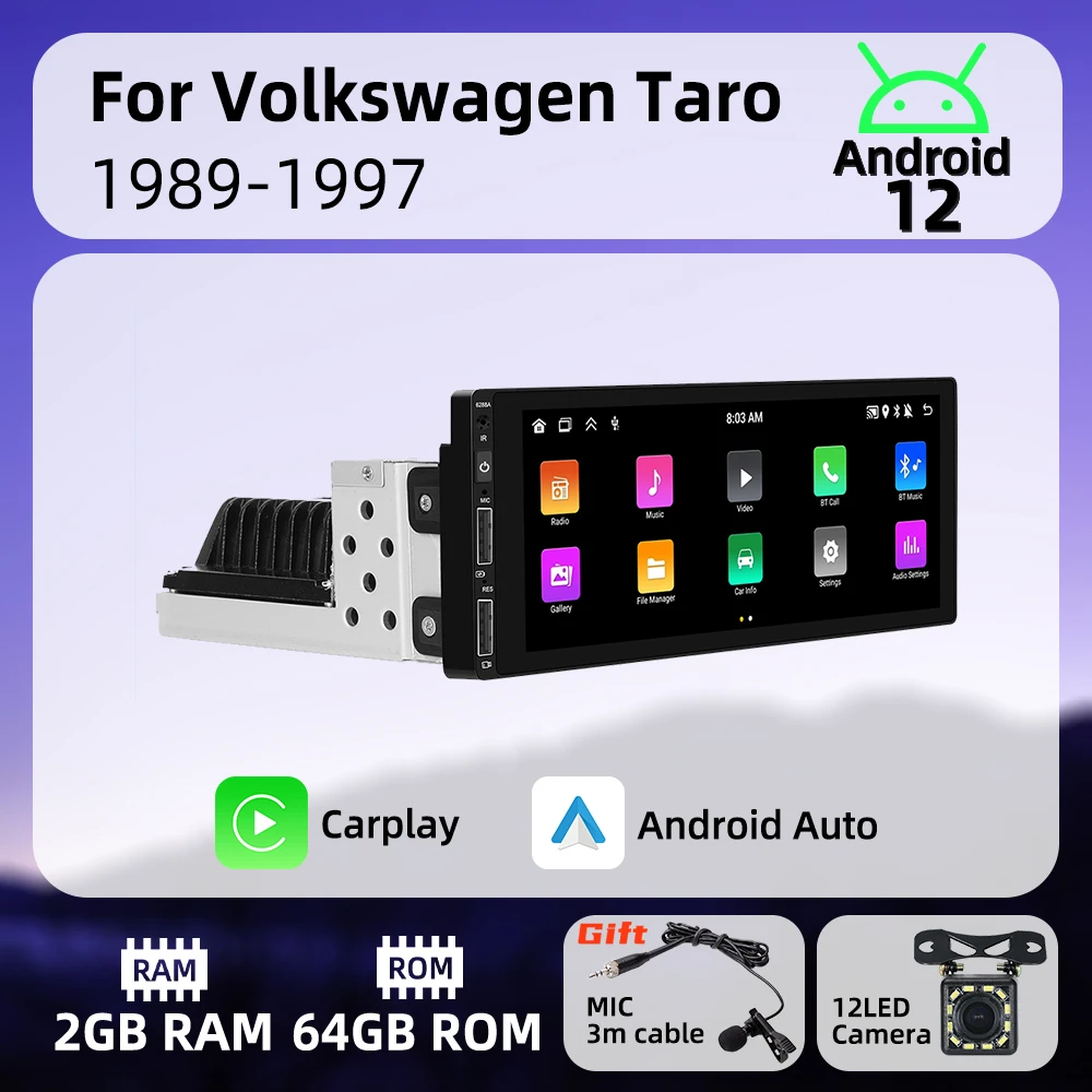 

Автомобильный мультимедиа Android для VW Volkswagen Taro 1989-1997 6,9 дюйма, экран 1Din, радио, стерео головное устройство, Carplay, авторадио, GPS-навигация