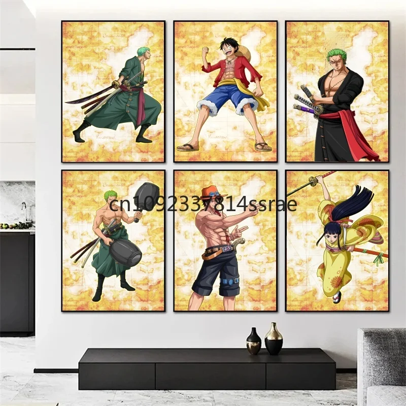 

Japanese Anime One Piece Poster Character Luffy Zoro Canvas Painting Home Decoration Wall Art Painting Decorative Mural Gifts