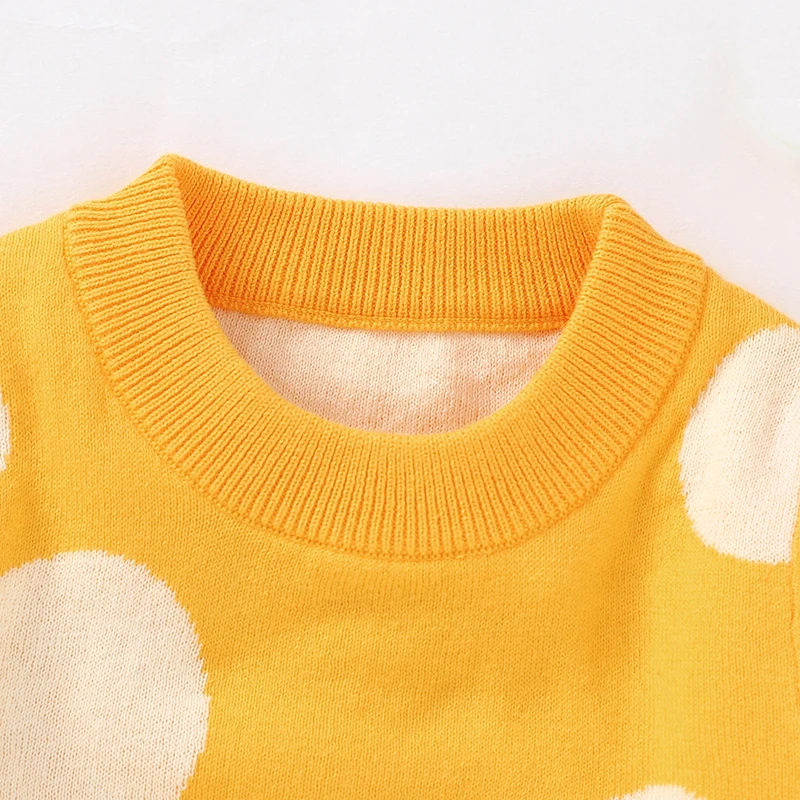 Polka Dots Long Sleeve Baby Girls Sweatshirt Knitwear Acrylic O-neck Infant Sweater Soft 0-24 Months Newborn Toddler Pullover