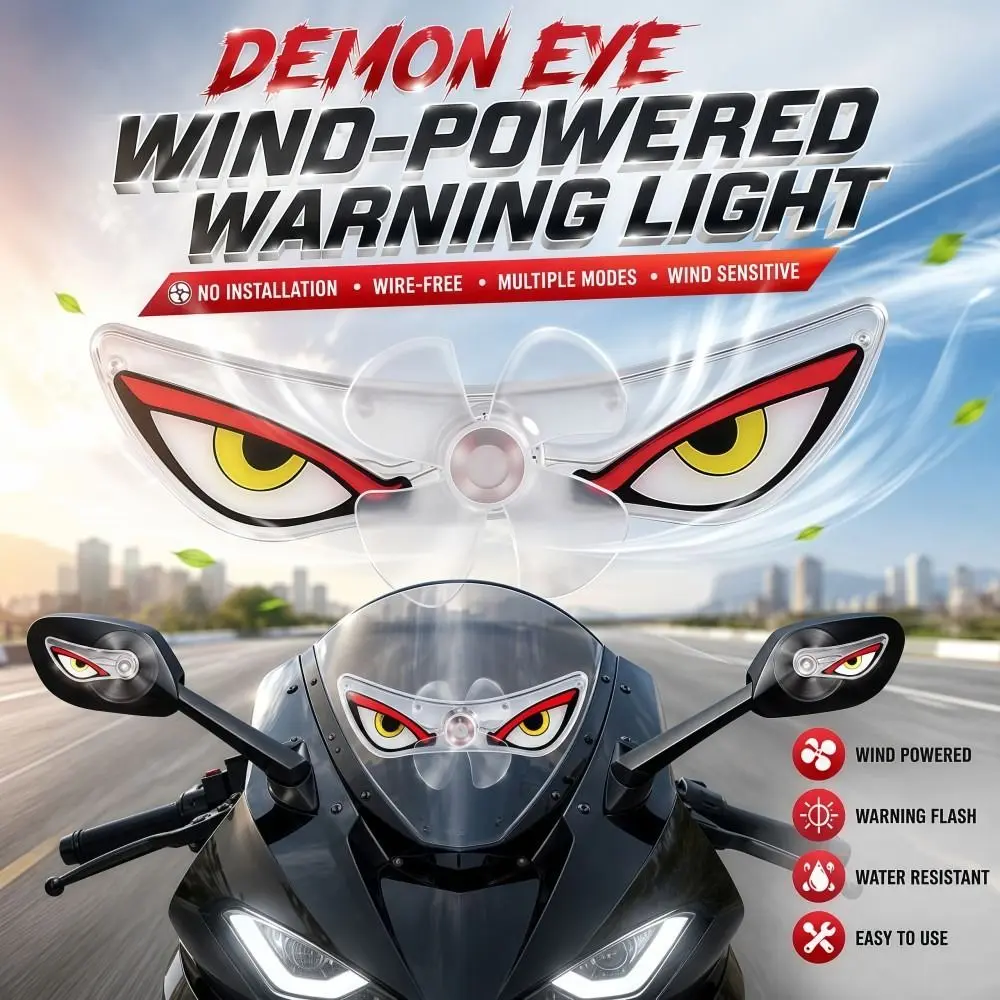 Wireless Wind Energy LED Light Self-Adhesive Cool Devil Eyes Motorcycle Lights Blinking Dynamic Light