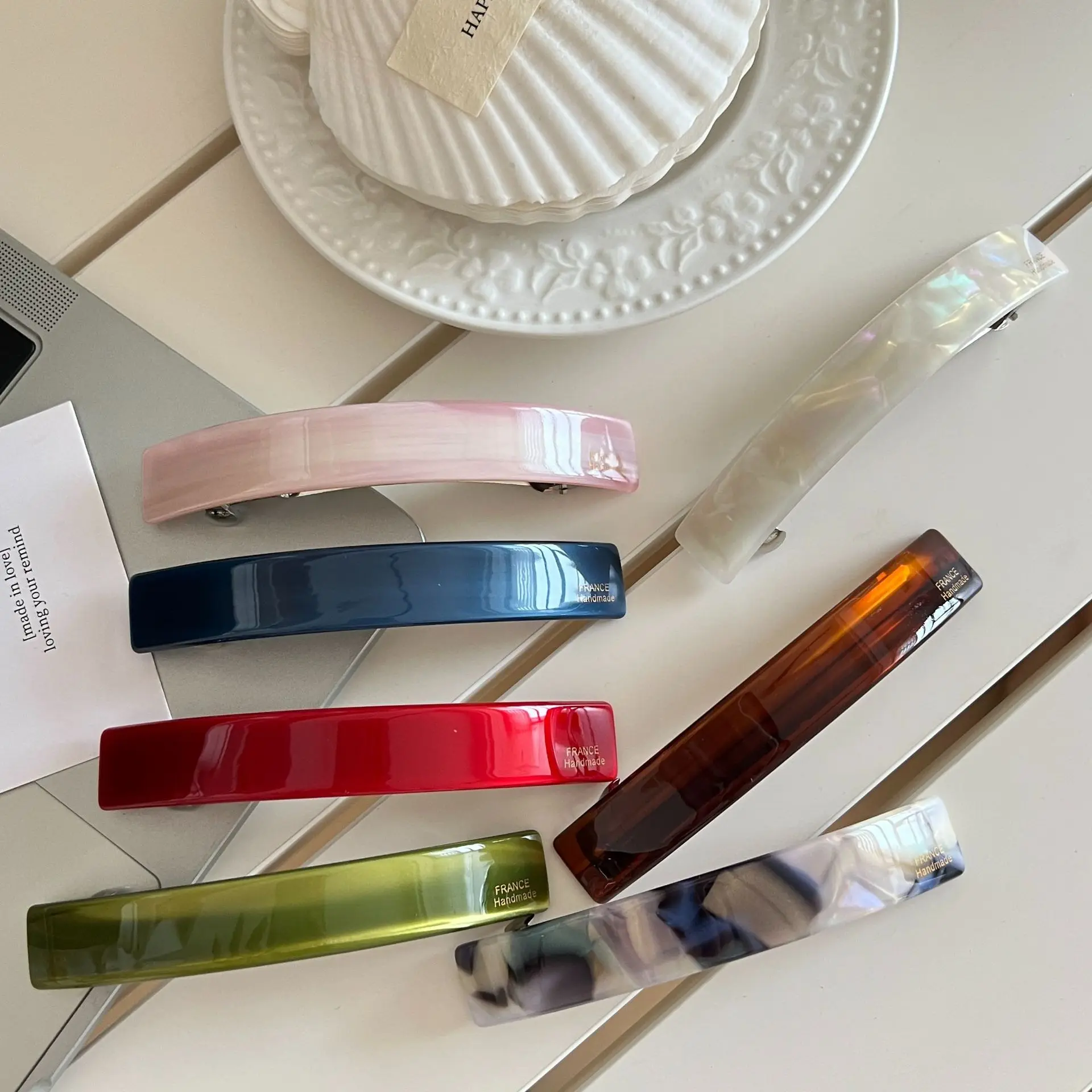 Retro Simple Design 9.7cm Geometric Arc Spring Clip Fashion Acetate High Ponytail Hair Accessory