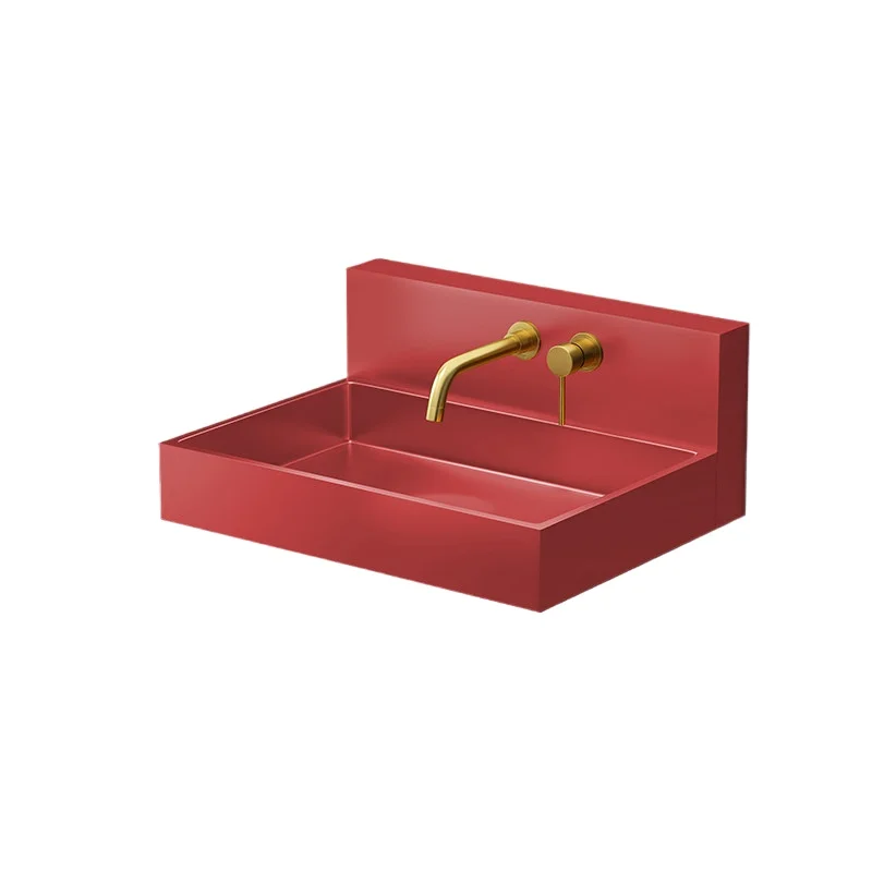 

Red stainless steel wash basin wall-mounted wall-mounted face wash hotel bathroom gun gray table basin