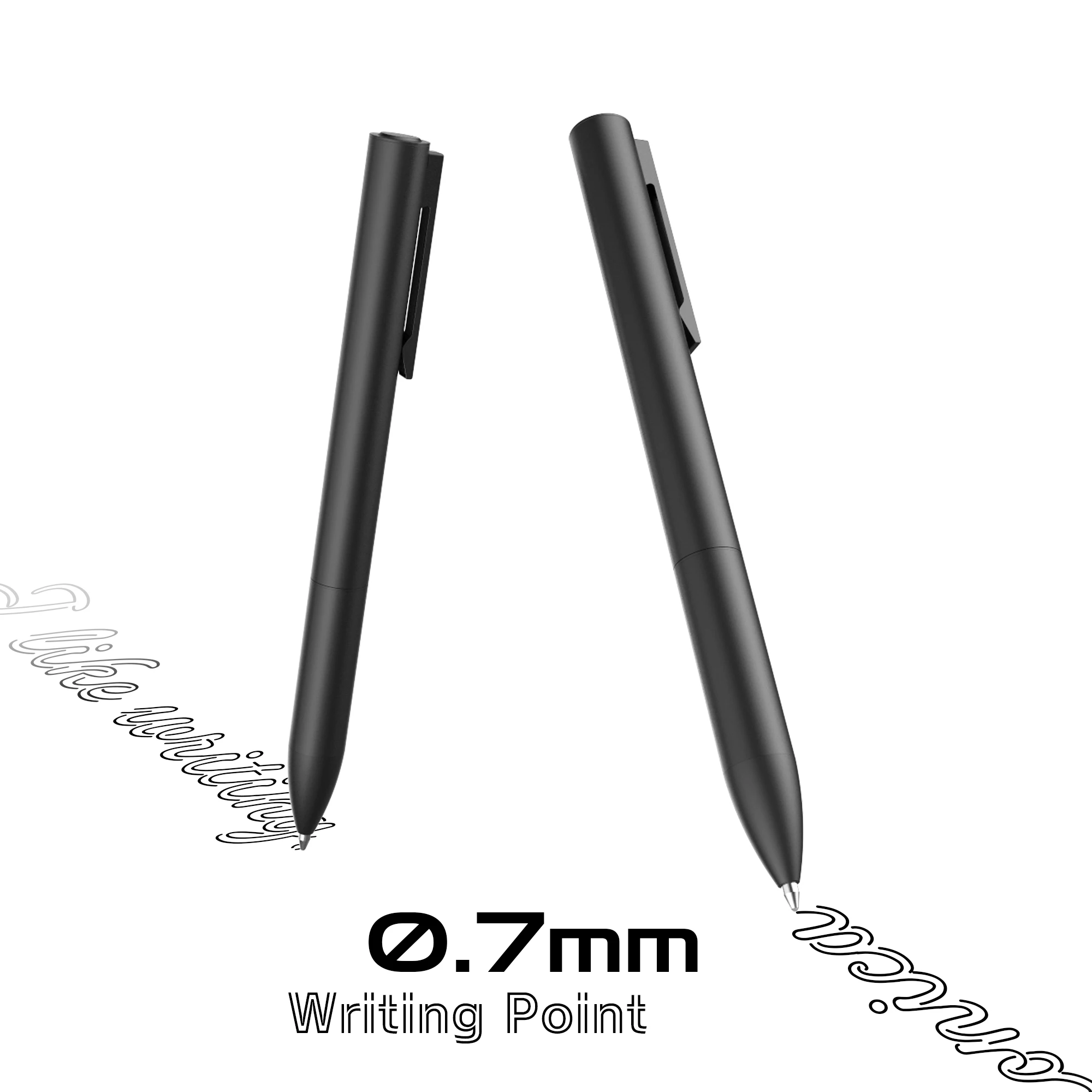 OFLMP024 penna a sfera in metallo pieno nero penna rotante per firma con inchiostro Gel penna da scrittura 0.7mm/0.5mm penna a sfera regalo per ufficio aziendale da uomo