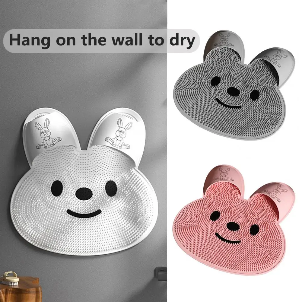 Cute Bunny Shape Foot Scrubber Silicone Bristle Bunny Foot Scrubber Mat for Exfoliating Achy Feet Removing Dead Skin Non Slip