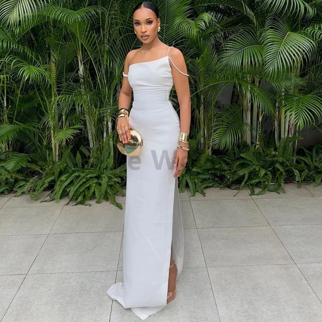 

Satin Prom Dresses Mermaid Sexy Long Evening Gowns with Split Customize