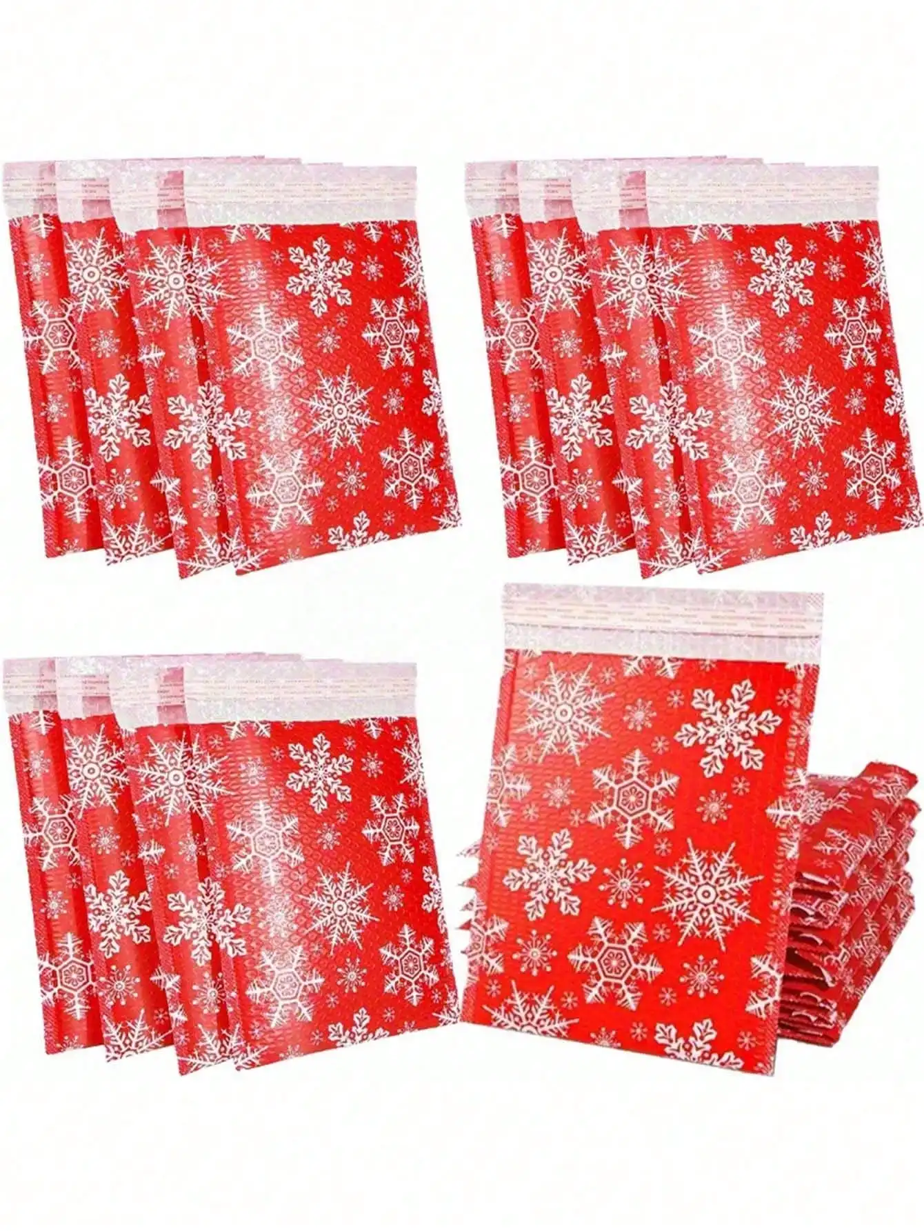 

10 шт. рождественские пузырьковые пакеты со снежинками – утолщенные самоклеящиеся, водонепроницаемые и противоударные для рождественской/повседневной упаковки