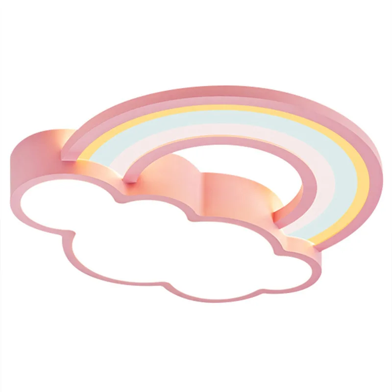 Children's Room Ceiling Lamp Cartoon Rainbow Clouds Simple And Warm Boys And Girls Bedroom Princess Room Light Fixtures