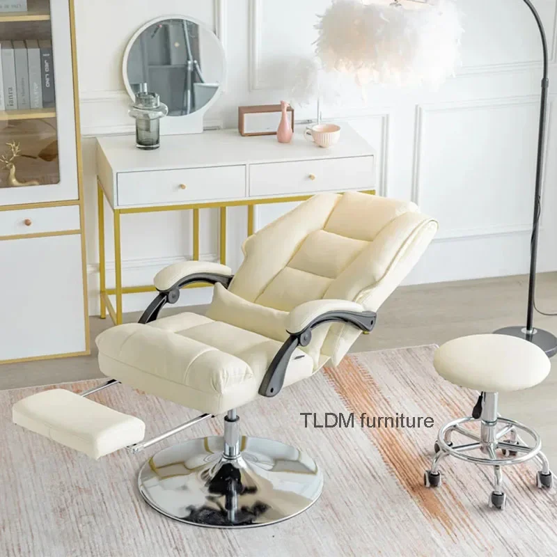 

Reclinable Luxury Salon Chair Barbershop Portable Modern Leather Salon Chair Leg Protector Silla De Barbero Commercial Furniture