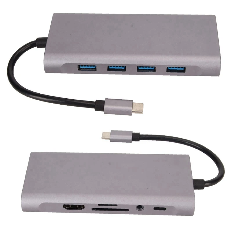 Адаптер USB C-концентратора с 4K HD, VGA, USB 3.0, 100 Мбит/с RJ45 Ethernet, PD 87 Вт для Mac Mini, Mac Pro, Pro