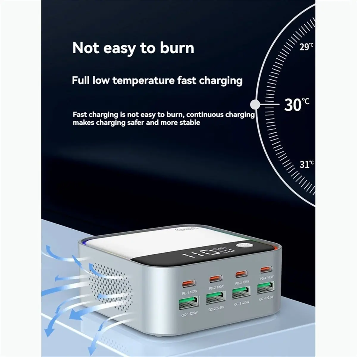 

Зарядное устройство A32M 120W с 8 портами USB-A и Type-C, QC3.0, GaN, быстрая зарядка PD 100W для ноутбуков, телефонов, планшетов, наушников, вилка EU