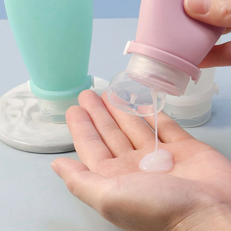 Garrafa de recarga de silicone para viagem de 90ml, gel de banho, garrafa de recarga de shampoo, garrafa vazia de recarga de aperto