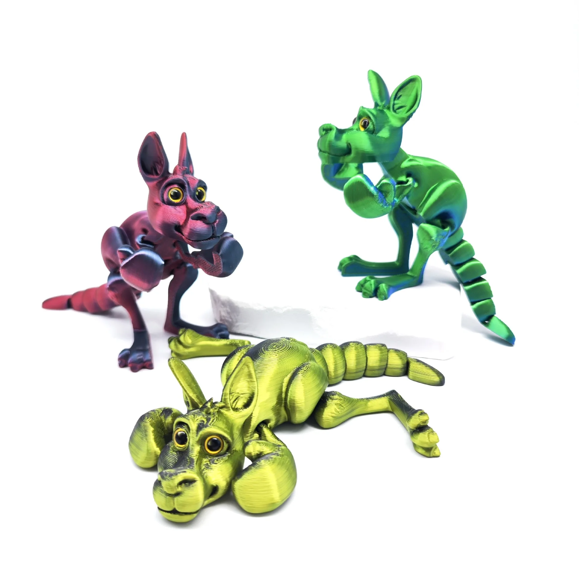 Funny 3D Printing Boxing Kangaroo Toy Joints Movable Animal Model Decoration Desktop Ornaments Collection Children's Toys Gifts