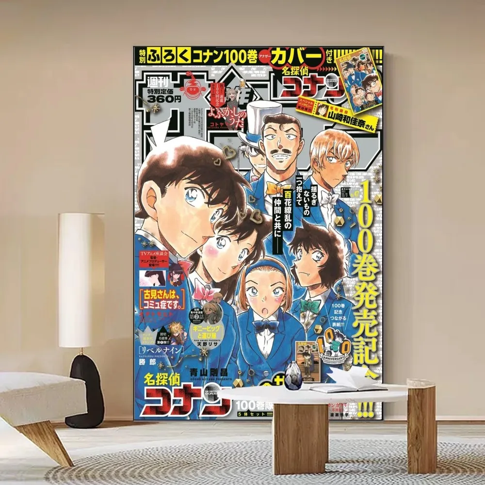 Japanese Detective Conan Anime  Movie Sticky Posters Vintage Room Home Bar Cafe Decor Vintage Decorative Painting