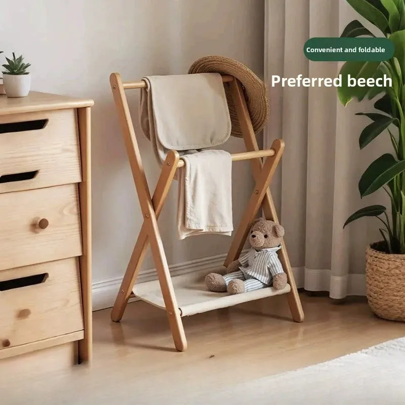 Solid Wood Hangers Wooden Style New Bedroom Clean Clothes Hat Rack Coat Rack, Bedside Clothes Storage Artifact  At Night