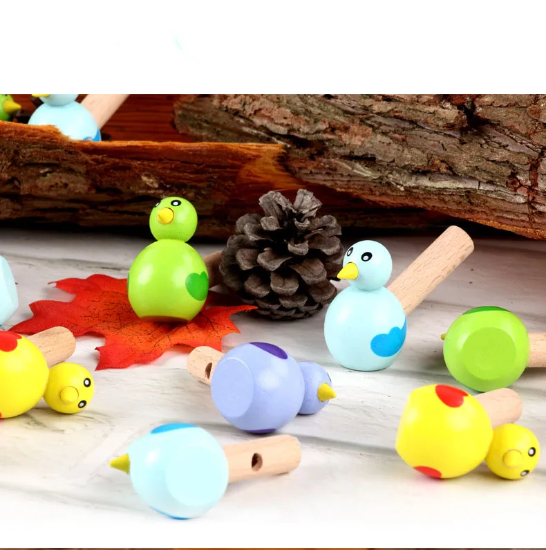 2pcs/bag Cartoon Bird Whistle Toy Kids Early Childhood Wooden Musical Toys For Boys Girls 3-7 Years Old Musical Instruments Toys