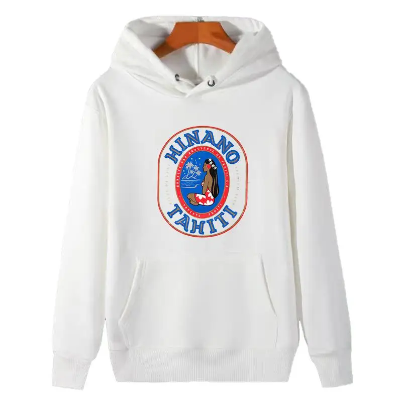 Classic Harajuku graphic thick sweater hoodie Hinano Beer Papeete Tahiti Polynesia Hooded sweatshirts winter fleece