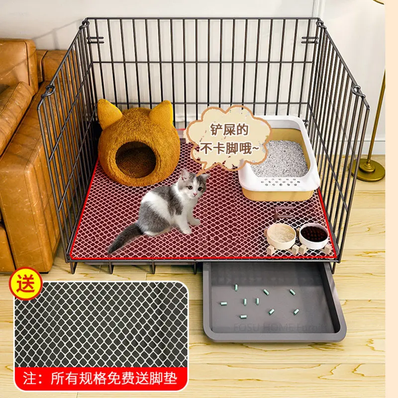 

Modern Iron Cat Cages Indoor Cat Villa Oversized Free Space with Toilet One Kitten Dedicated Supplies Two-story