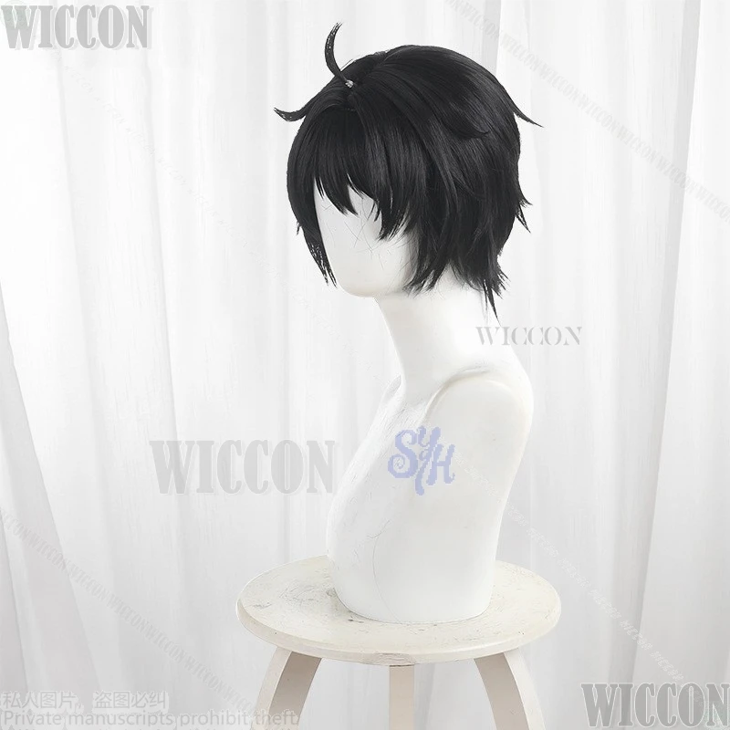 치토세 사쿠 코스프레 신작 애니메이션 치토세군 와 라무네빈 노 나카 블랙 숏 가발 하트 합성 헤어 DK 할로윈 코믹콘 의상