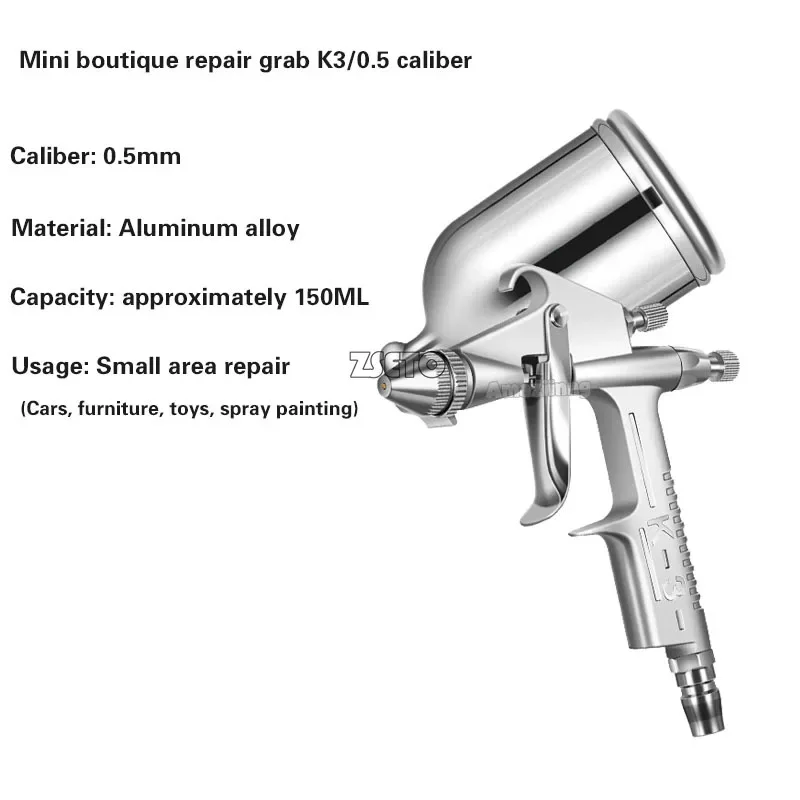 

Fine Mini Repair Gun K3, H2000 Model With Caliber Of 0.5/0.8/1.0mm Suitable For Small Area Repair Of Automotive Furniture