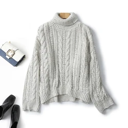 Ethereal MD 2024  new style of Women's casual lazy commute relaxed twist knitted turtleneck sweater