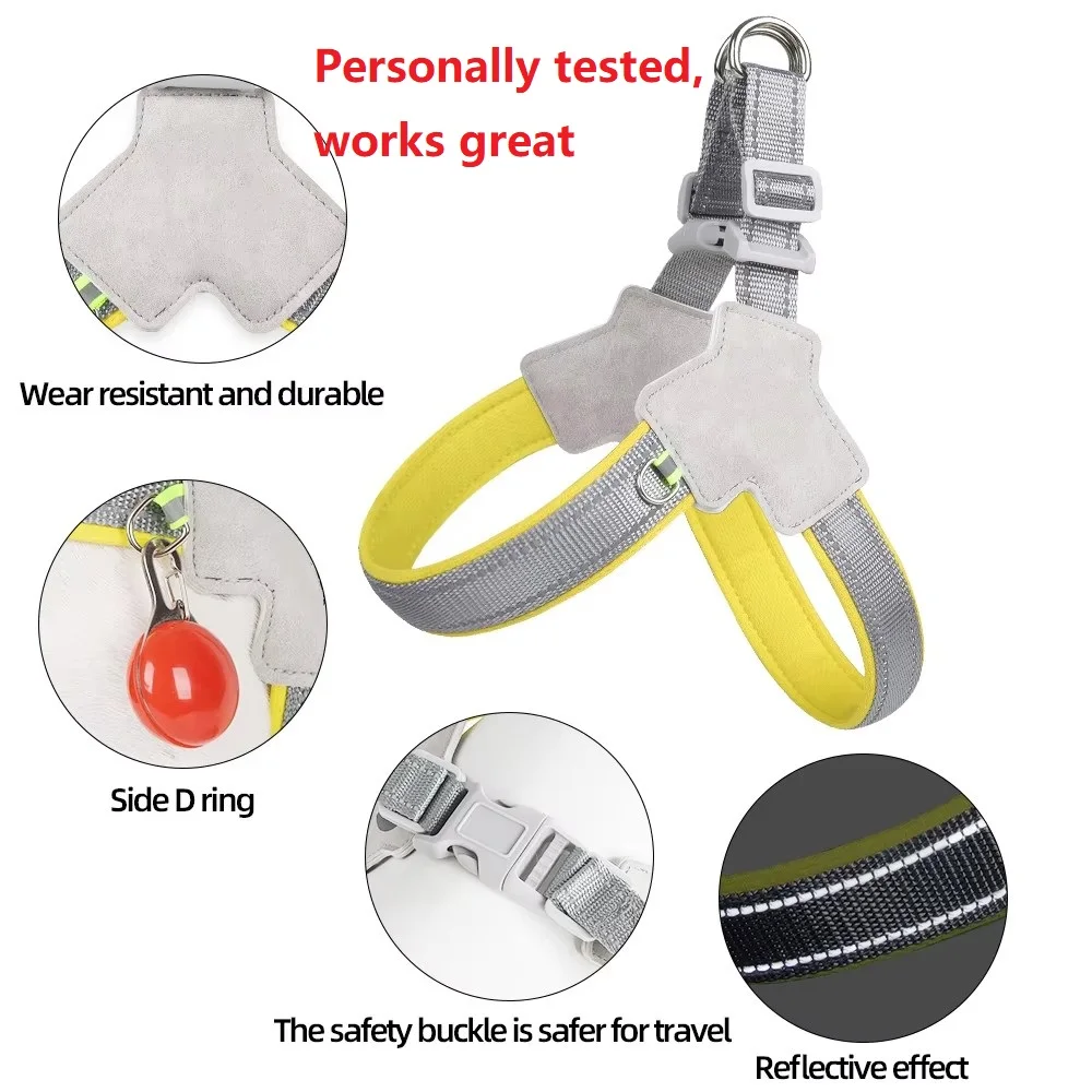 

Шлейка для собак и кошек, светоотражающая, для маленьких и средних пород, без натяжения, дышащая сетка, для чихуахуа, бульдогов, зоотовары