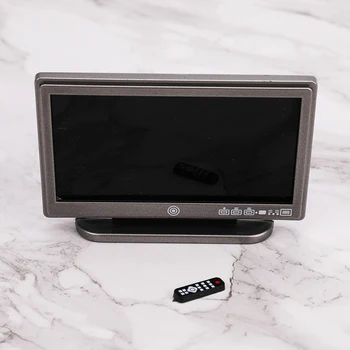 1:12 בובת בית טלוויזיה שלט רחוק סימולציה ריהוט מיניאטורי בית בובות סלון קישוט טלוויזיה