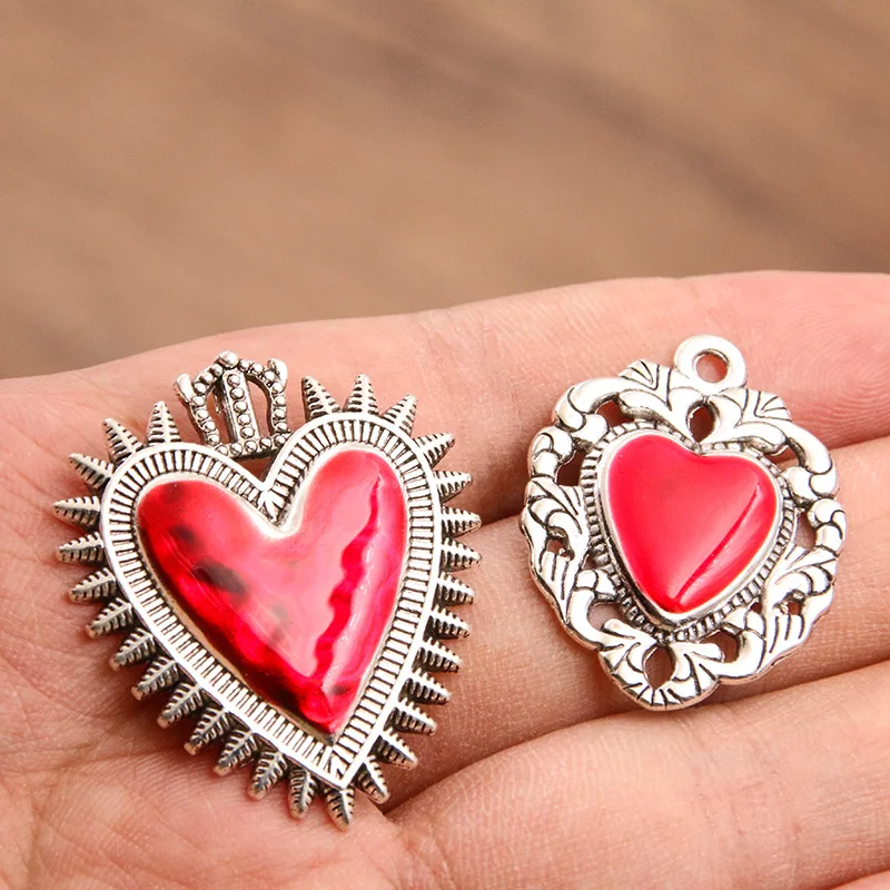 15 European and American Cross-border Personalized Retro Gothic Peach Heart Wing Alloy Earrings Necklace Accessories