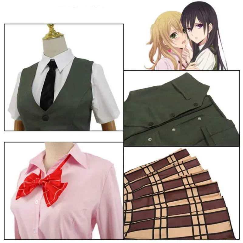 Kostum Cosplay Anime Citrus Aihara Yuzu Pakaian Rok Mantel Wanita Kostum Cosplay Aihara Mei Setelan Wig Kostum Bermain Peran Halloween