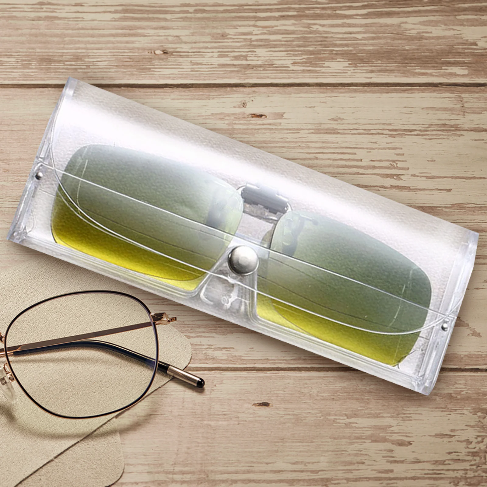 

10Pcs Sunglasses Case Clear Plastic Compact Eyeglass Storage Protective Portable Glasses Case Button Women's Eyeglass Cases