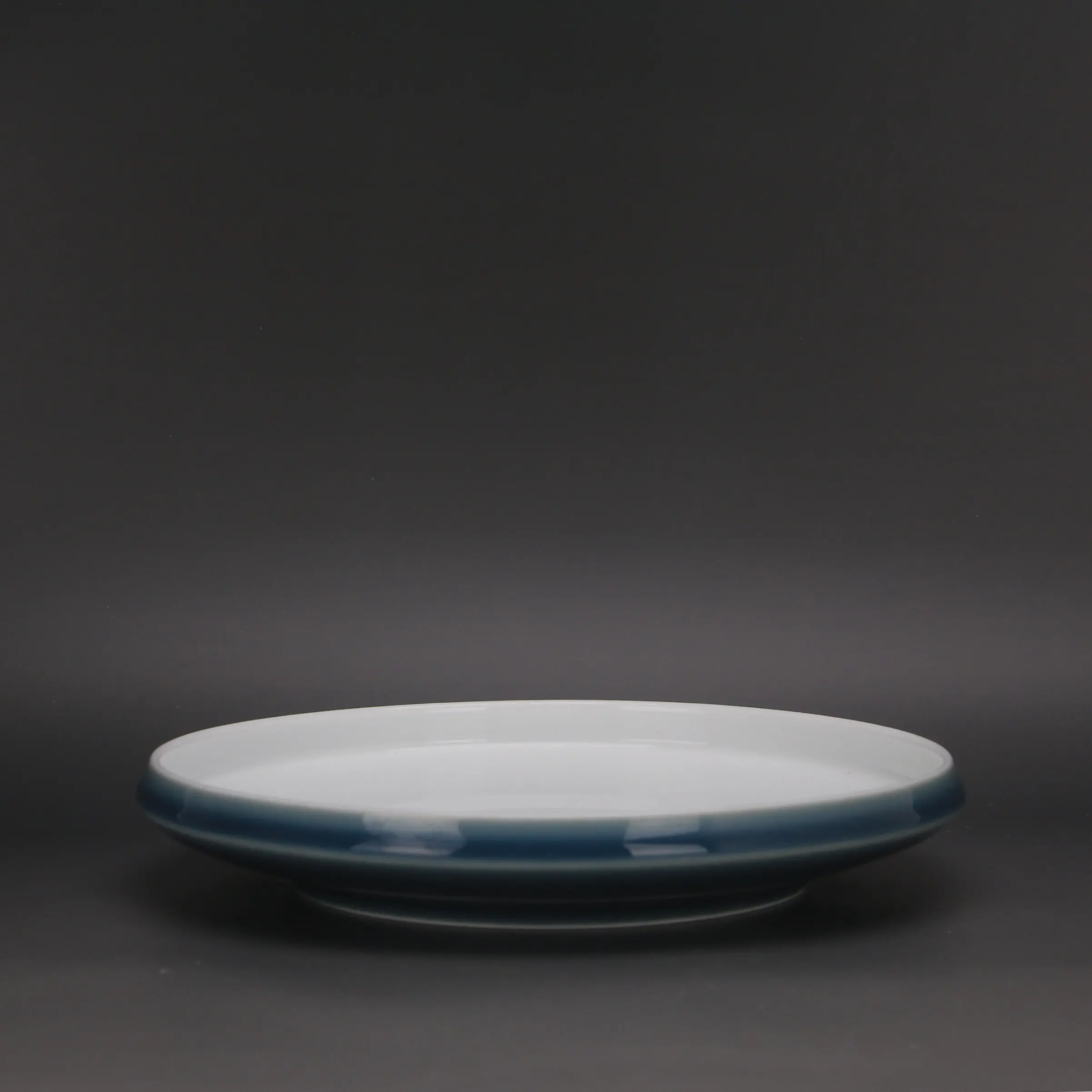 Jingdezhen Monochrome Glaze Dark Blue Folded Edge Brush Washer Tea Tray Vintage Stock Porcelain Home Decor Gift Collectible