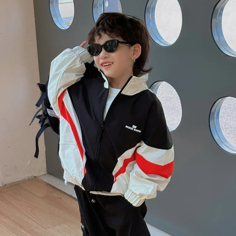 Children Clothes Boys Handsome Coat 2024 New Spring and Autumn Short Trench Coat Fashionable Loose Casual Jacket Coat