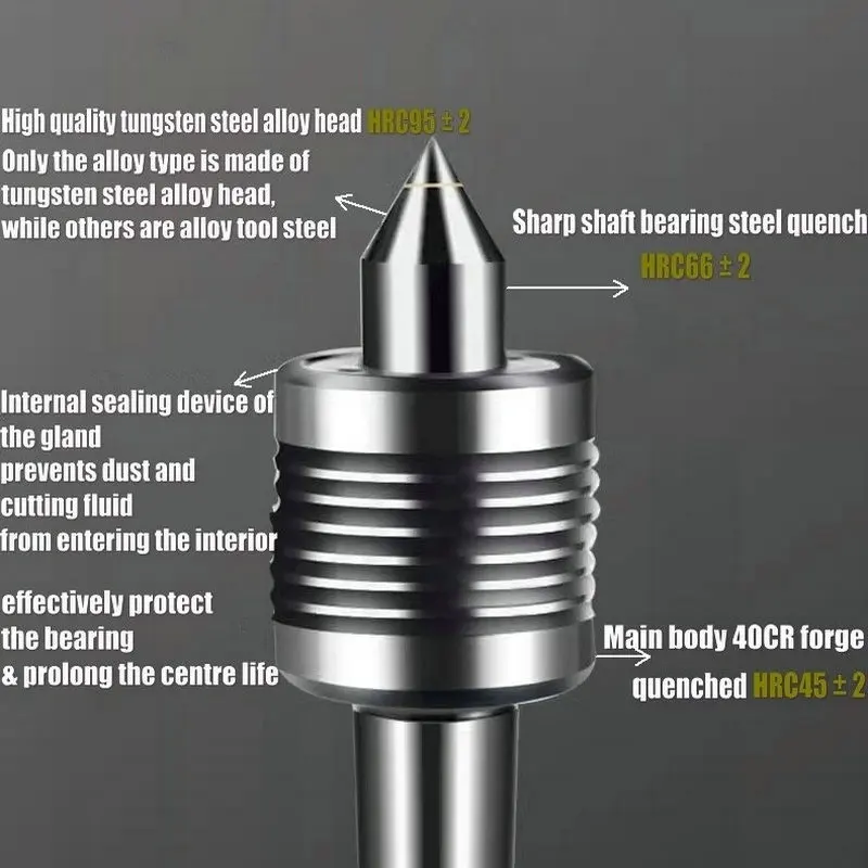 Tip Turning Center Tool CNC Rotation Thimble MT2 MT3 MT4 MT5 MT6 Lathe Morse Taper Cone Double Top External Live Rotary Centre