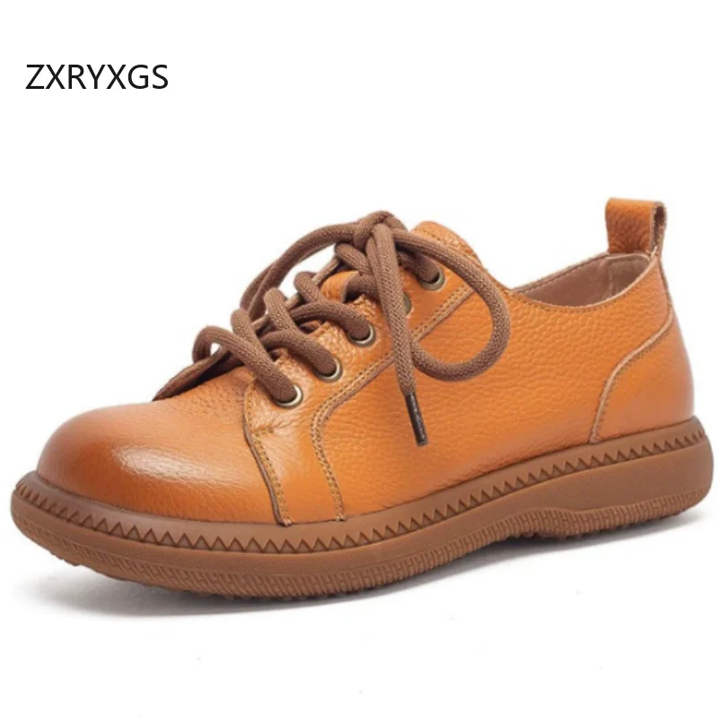 

ZXRYXGS 2026 High Quality Full Real Leather Shoes Fashion Casual Sneakers Flat Soft Sole Comfortable Shoes Women's Travel Shoes