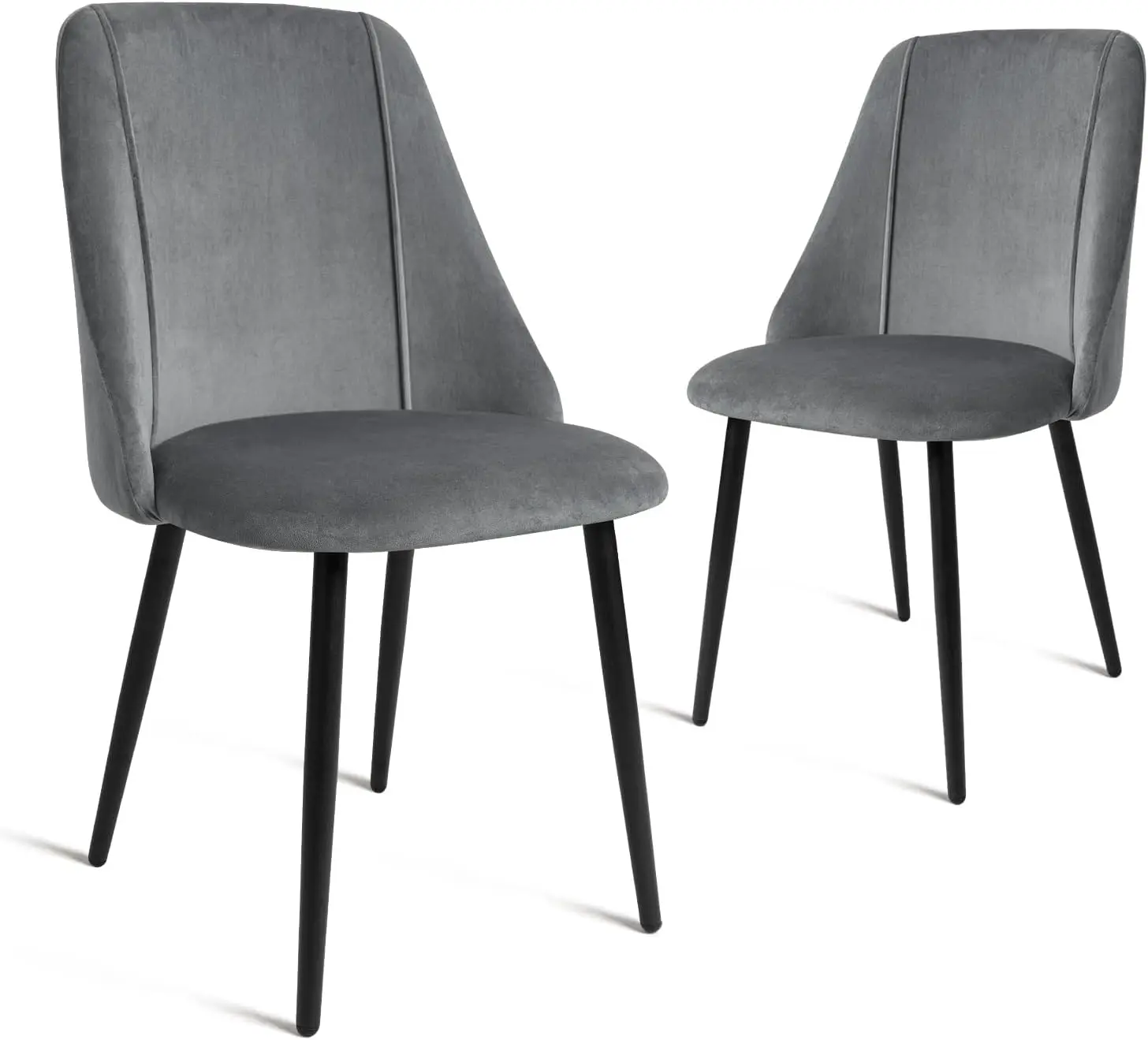 

Modern Living Dining Room Chairs, Mid Velvet Dining Chairs With Black Legs For Kitchen, Living & Reading Room, Set Of 2, Grey