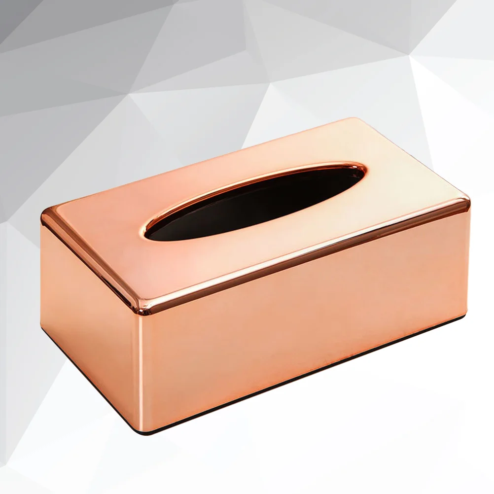 

Simple ABS Plating Rose Gold Tissue Box Living Room Household Tissue Box Office Creative Tray Home Cleaning Storage Box