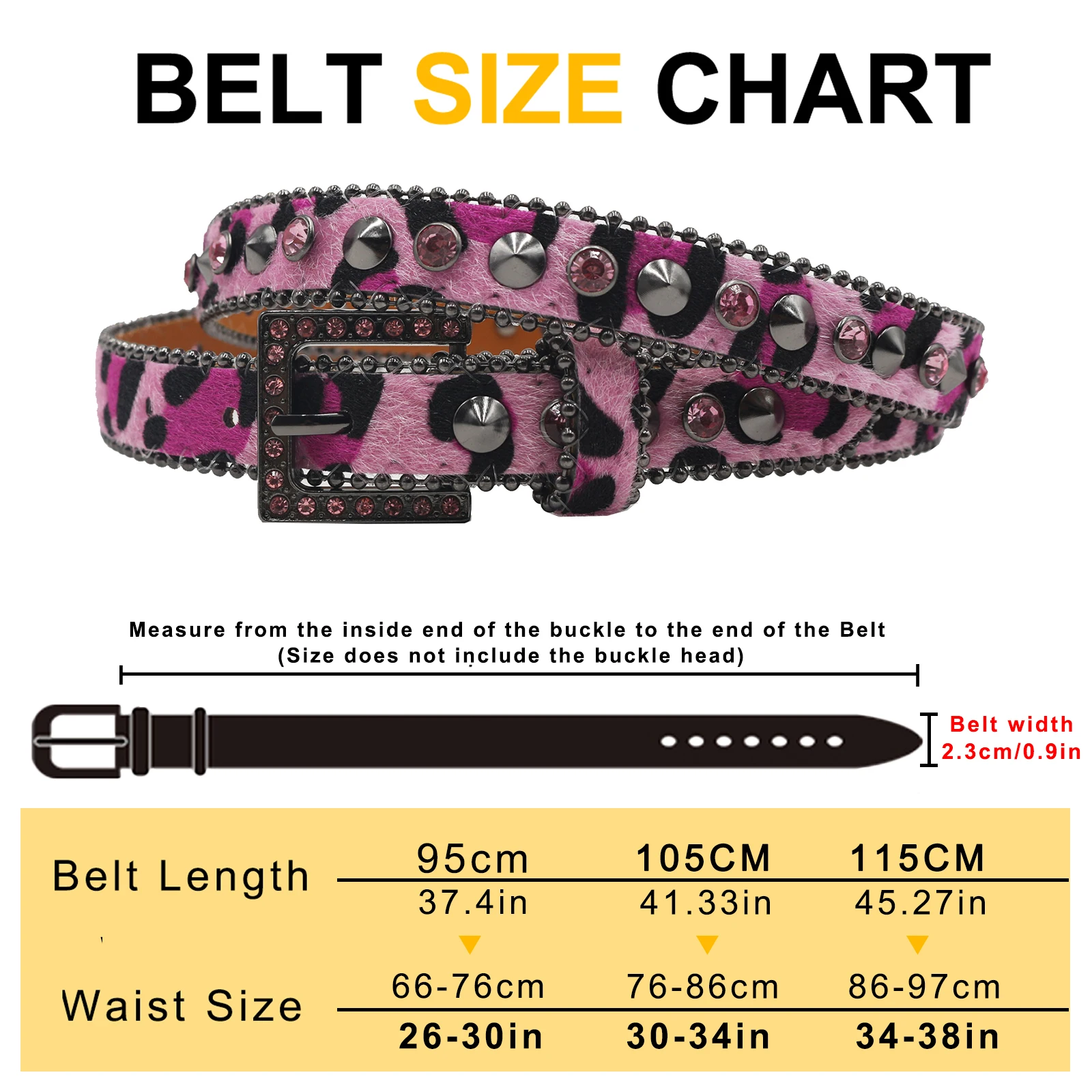 Fashion Women Belt With Shine Square Buckle Leopard Gothic Waist Belts Ladies Fashion Punk Rhinestone Waistband 2.3cm Wide