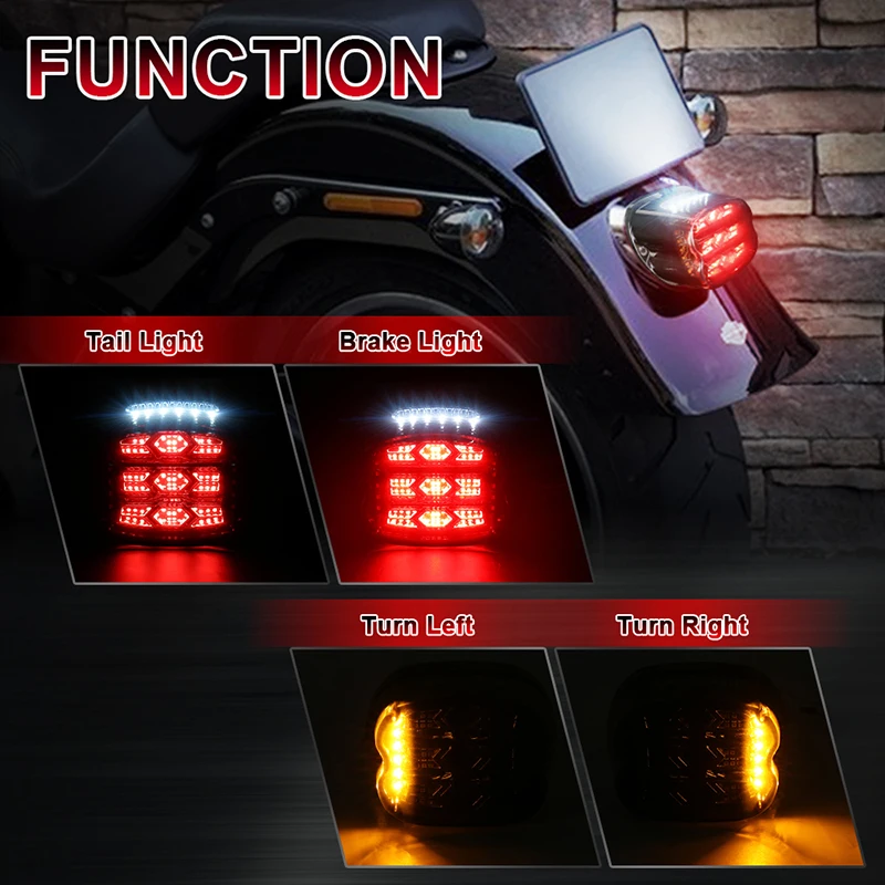 POVTOR 1PCS Waterproof LED Tail  Light with Turn Signal Smoke Lens Rear Light  for Harley Road King Tour Glides Road