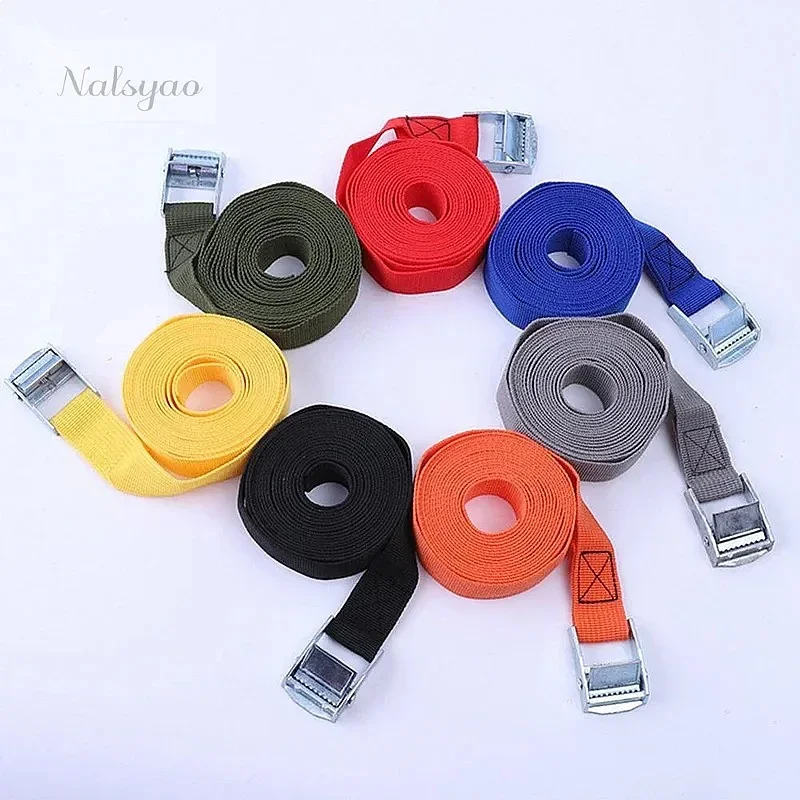 Cargo Straps with Buckle Tie-Down Belt for Motorcycle Car Bicycle Metal Tow Rope Strong Ratchet Fixing Belt for Luggage