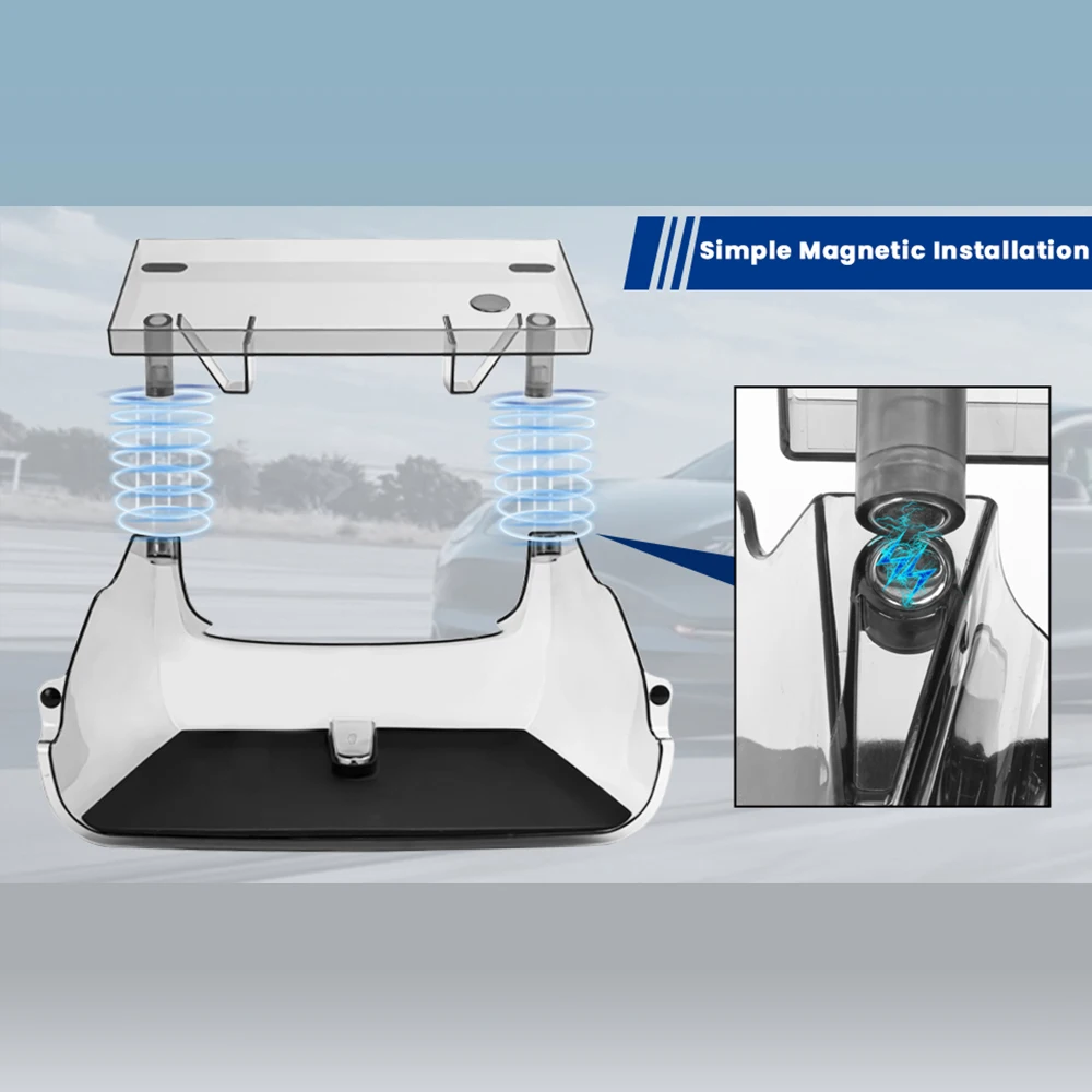 for 2024 Tesla Model 3 Highland Transparent Center Console Organizer with Anti-Slip Liner Tray Magnetic Behind Screen Storage