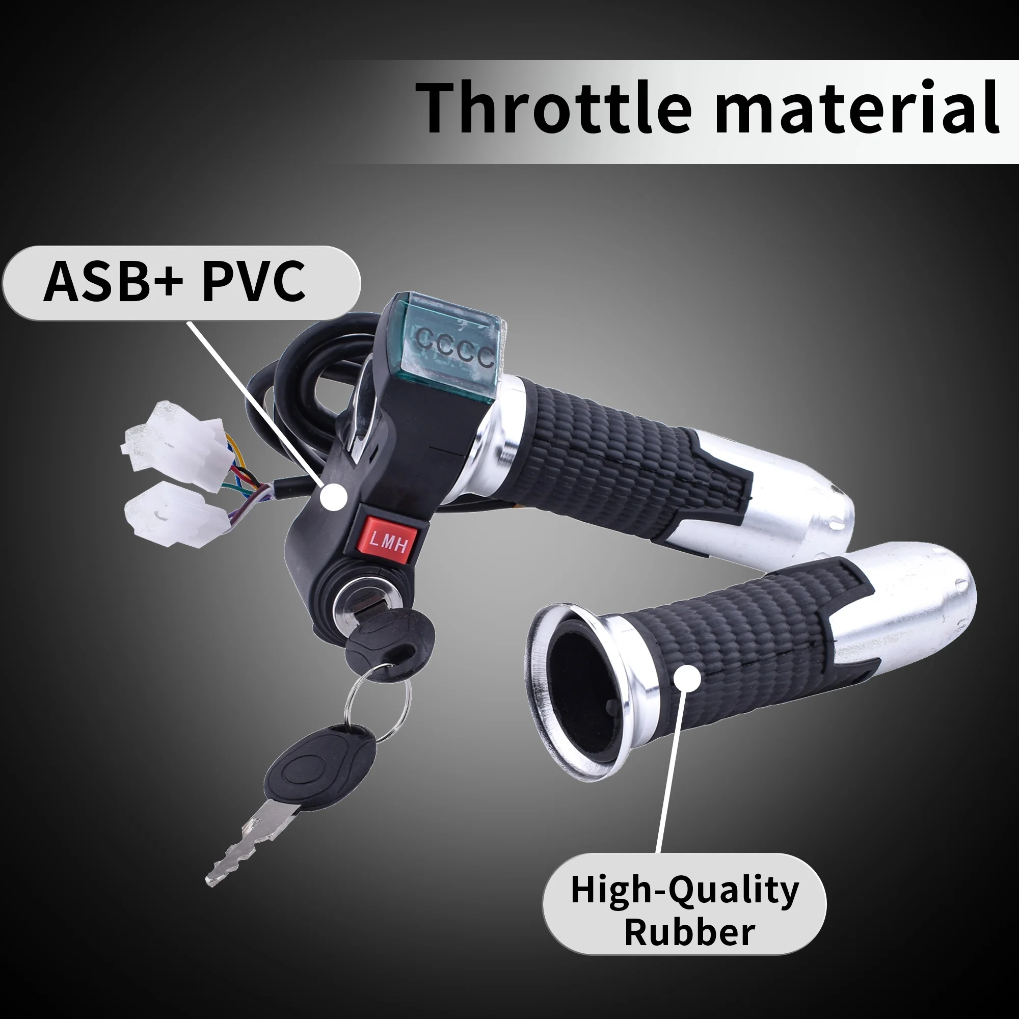 صمام خانق جديد للدراجة الإلكترونية ثلاثي السرعات لعام 2025 مع شاشة LED - 12 فولت-96 فولت للدراجة الكهربائية/السكوتر/الدراجة النارية 3 في 1 قفل الإشعال