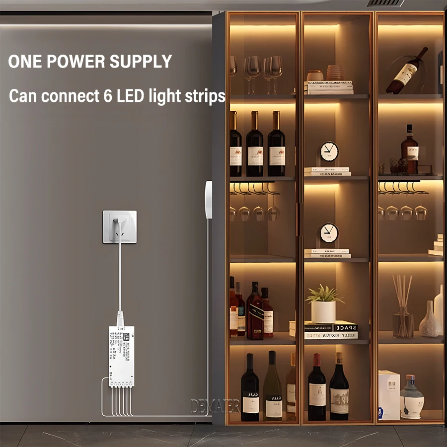 LED Under Cabinet Lights with Hand Scan Motion Sensor Dimmable Penetrable Touch Switch Strip Lighting