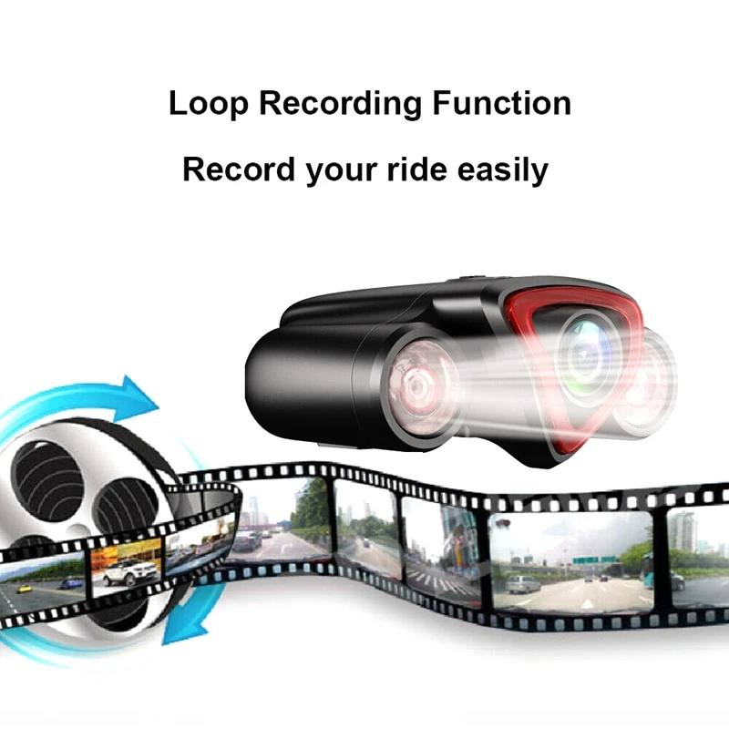 Bicycle Driving Recorder Camera With Dual Lights Support WIFI Track