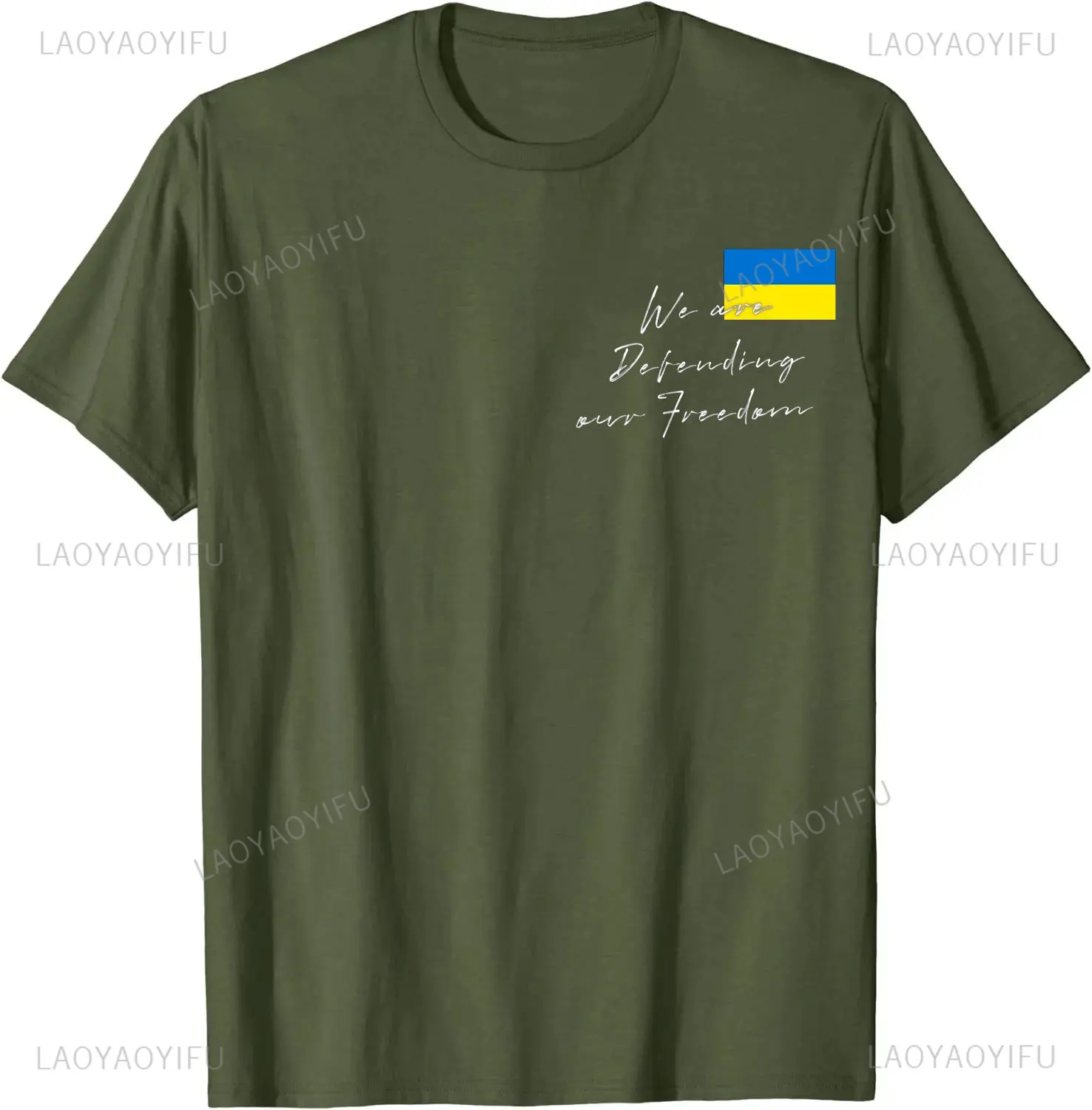 Same Style for Zelensky Mens Cotton T-shirt We Are From Ukraine Ukrainian Flag Shirt Women\'s Men\'s Short Sleeve O-Neck T-Shirt