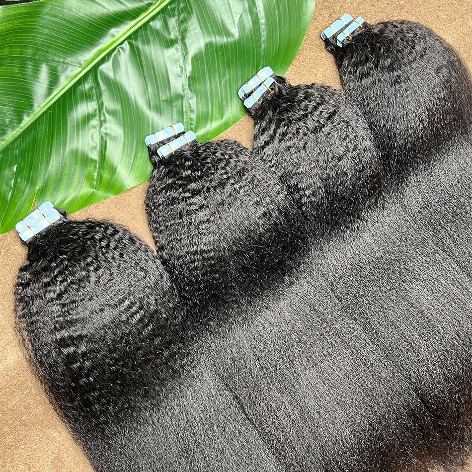 غريب مستقيم بولي Tape الشريط في وصلات الشعر غير مرئية سلس بولي Skin لحمة الجلد اليد تعادل المواد اللاصقة 4x0.8 سم 100% شعر بشري لعذراء