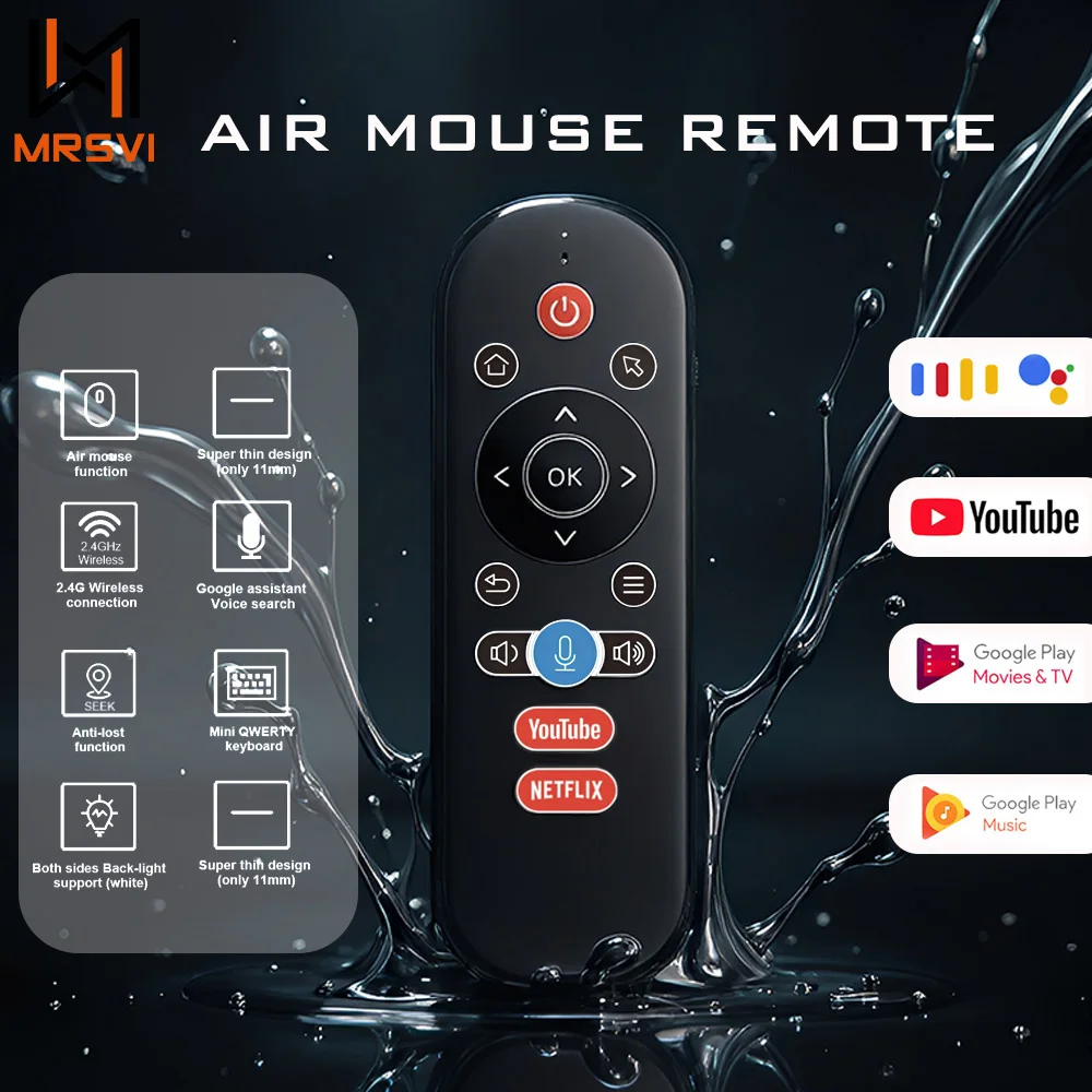 MRSVI W1 PLUS Air Mouse Remote Control 2.4G Wireless Mini Keyboard Smart Gyroscope Backlit Sense Anti-loss for Android TV Box