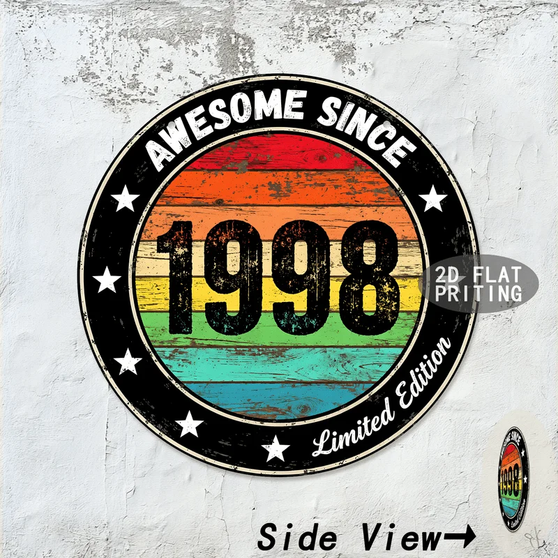 Vintage Round Awesome Adventure Rocking Made In Birth Year Metal Tin Sign Retro Wall Plaque Decor For Bar Garage Man Cave Home