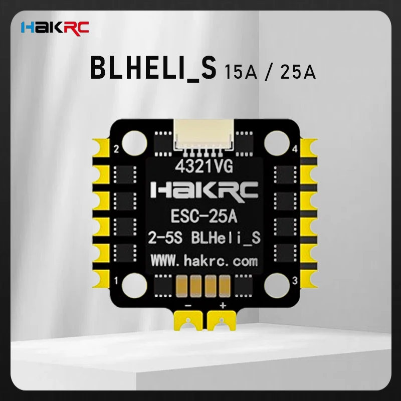 

HAKRC BLHELI_S 15A/25A 4в1 Бесщеточный ESC SILABS EFM8BB21F16G 2-4S Поддержка Dshot600 Oneshot 20x20 мм для гоночного дрона RC FPV
